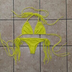 MIKOH Bright Yellow Bikini Top(Size Large) and Bottom9Size Small)